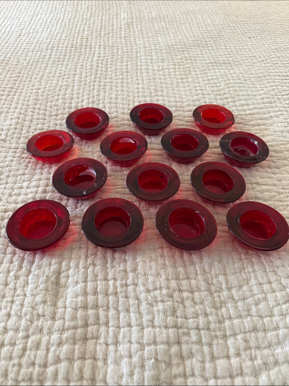 Red Glass Tealight Candle Holders - Set of 14 Crate and Barrel